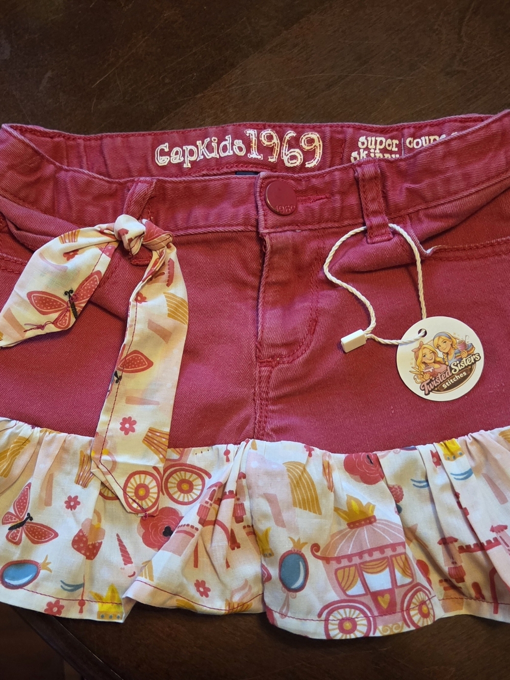 GAP Kids Pink Red Tiered Skirt with Carousel Print